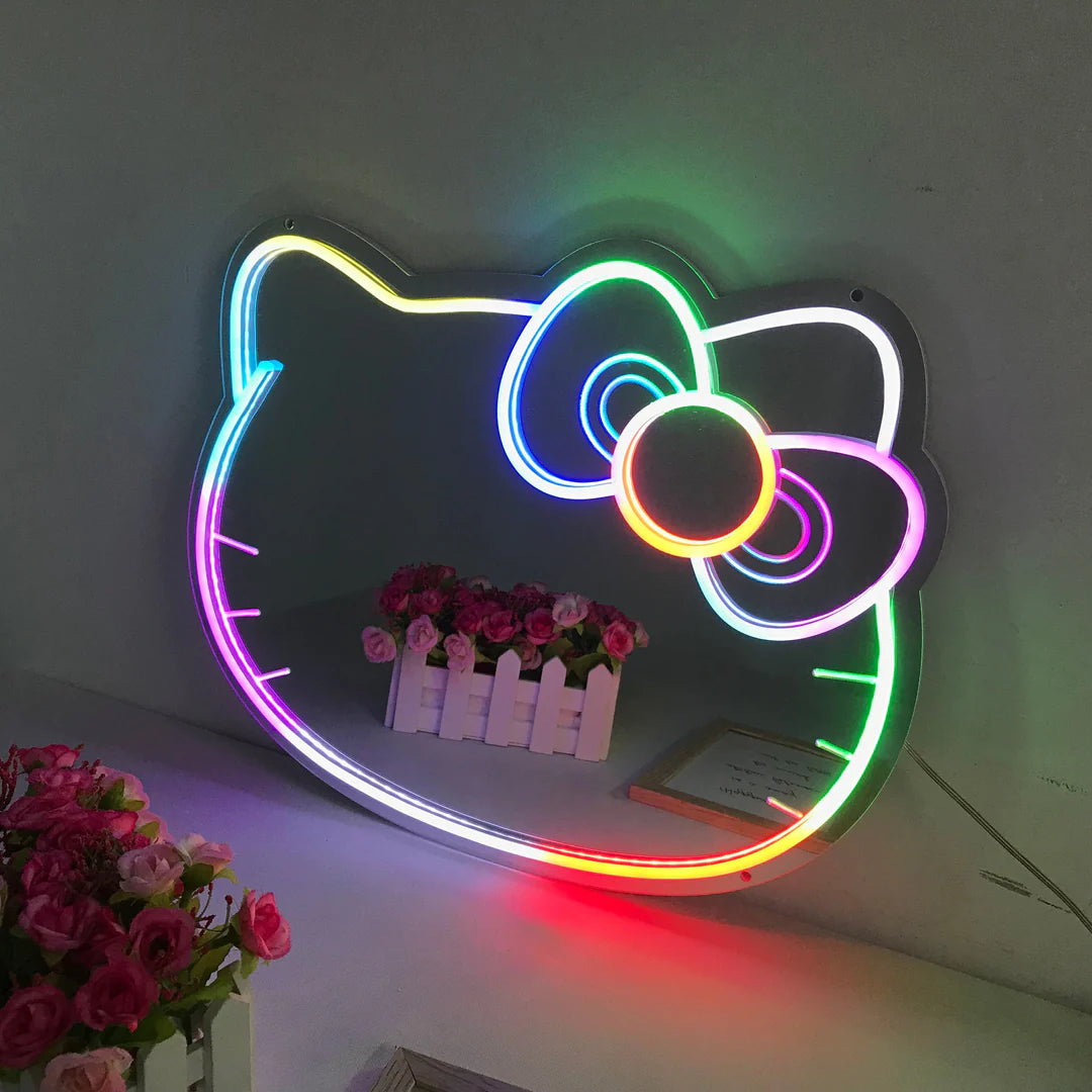 "Kitty Cat, Dreamy Color Changing" Mirror Neon Sign