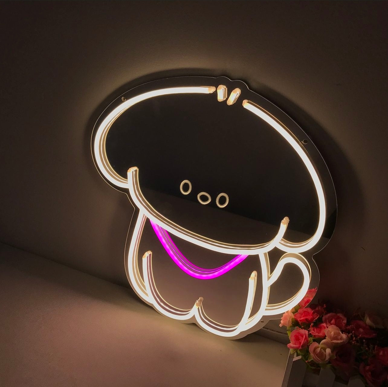 "Puppy Dog, Cartoon, Dreamy Color Changing" Mirror Neon Sign