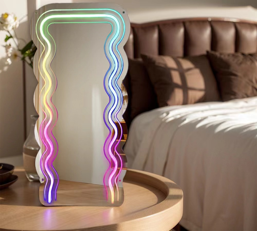 "Wavy, Dreamy Color Changing" Mirror Neon Sign