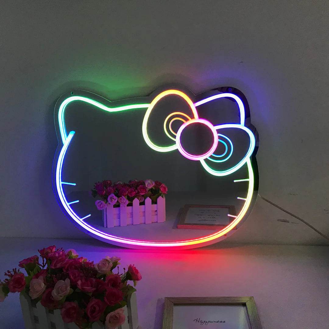 "Kitty Cat, Dreamy Color Changing" Mirror Neon Sign