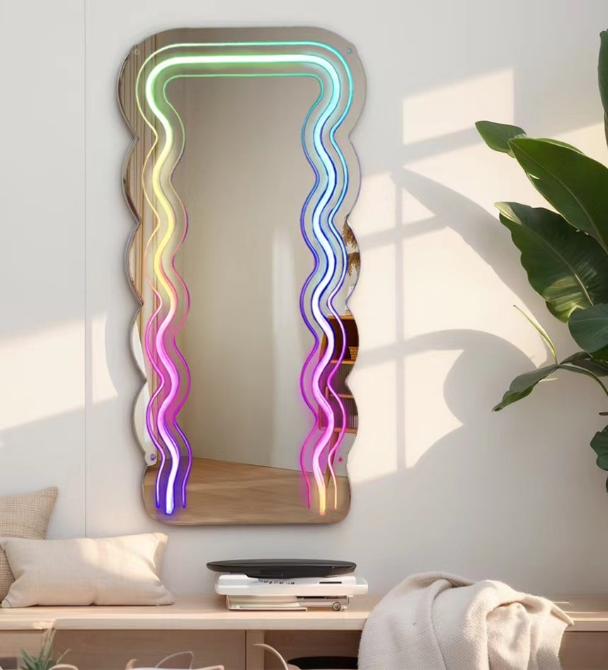 "Wavy, Dreamy Color Changing" Mirror Neon Sign