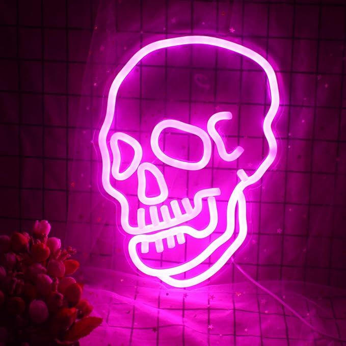 "Skeleton Skull" Neon Sign Pink