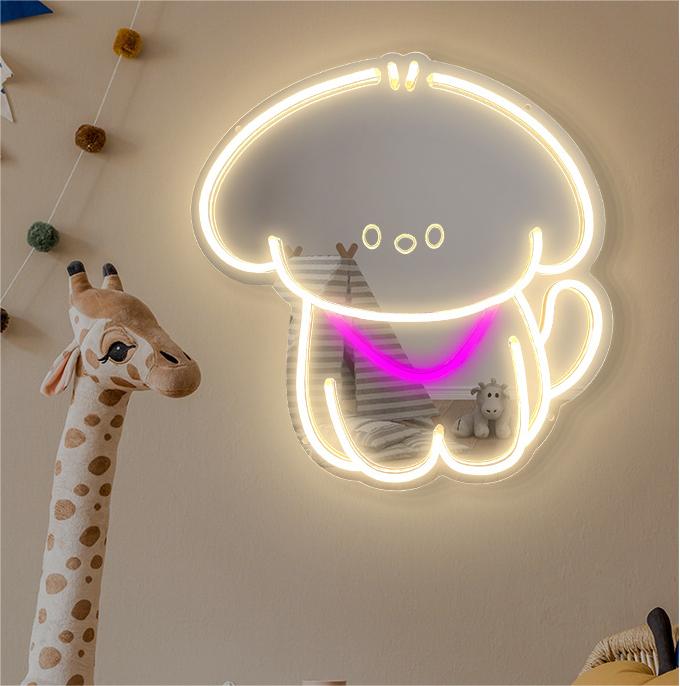 "Puppy Dog, Cartoon, Dreamy Color Changing" Mirror Neon Sign