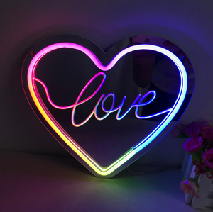 "Love, Dreamy Color Changing" Mirror Neon Sign