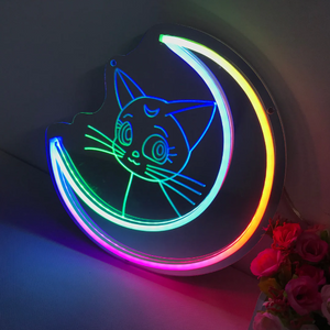 "Sailor Moon Luna, Anime, Dreamy Color Changing" Mirror Neon Sign