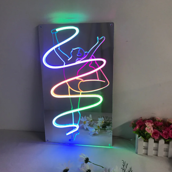 "Ballet Dancer , Dreamy Color Changing" Mirror Neon Sign