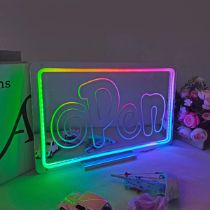 "Open Sign, Dreamy Color Changing" Mirror Neon Sign