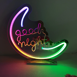 "Good Night, Dreamy Color Changing" Mirror Neon Sign